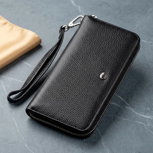 Большой изящный женский кошелек-клатч из натуральной кожи ST Leather Черный для прав (bg188fash52) - Фото 1 Большой изящный женский кошелек-клатч из натуральной кожи ST Leather Черный для прав (bg188fash52) - изображение 1