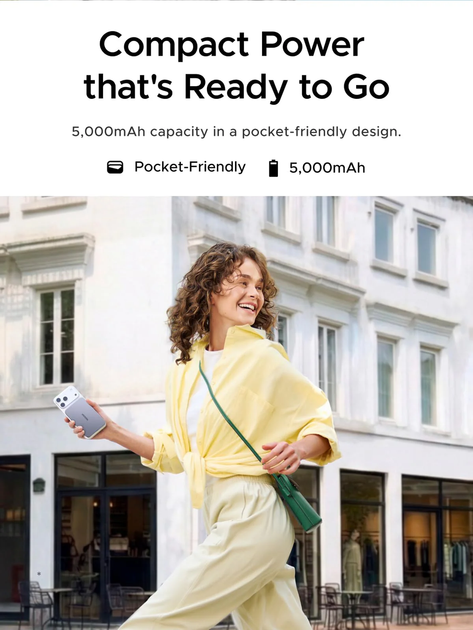 Магнітна батарея Power bank UGREEN Qi2 8.6mm Ultra-Slim 5000 mAh 20W for iPhone - Фото 9 Магнітна батарея Power bank UGREEN Qi2 8.6mm Ultra-Slim 5000 mAh 20W for iPhone - зображення 9
