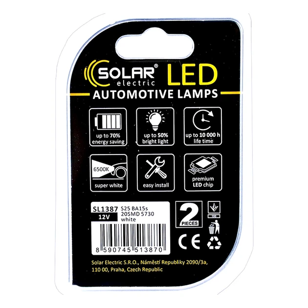 Автолампы LED (светодиодные) Solar Premium Line S25 BA15s 21W 12V (SL1387) - Фото 3 Автолампы LED (светодиодные) Solar Premium Line S25 BA15s 21W 12V (SL1387) - изображение 3