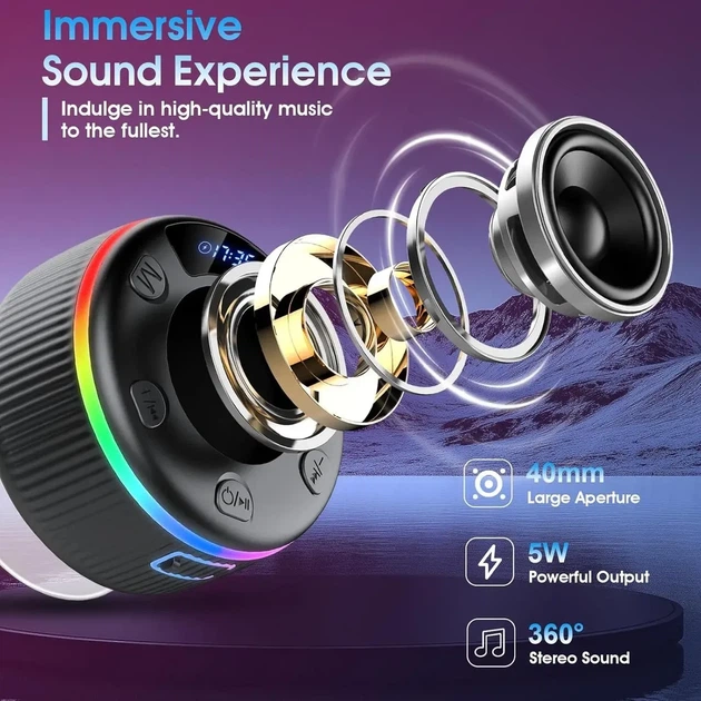 Bluetooth-динамик для душа с RGB-подсветкой, Xuevcn Q90 - изображение 6