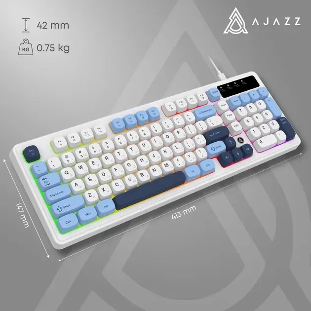 Клавіатура Ajazz AF98 Black USB-C Glacier Blue (AF98-GB) - зображення 7