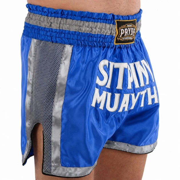 Шорты для тайского бокса и кикбоксинга синие Pride Muay Thai 522 размер XL (50-52) - изображение 2