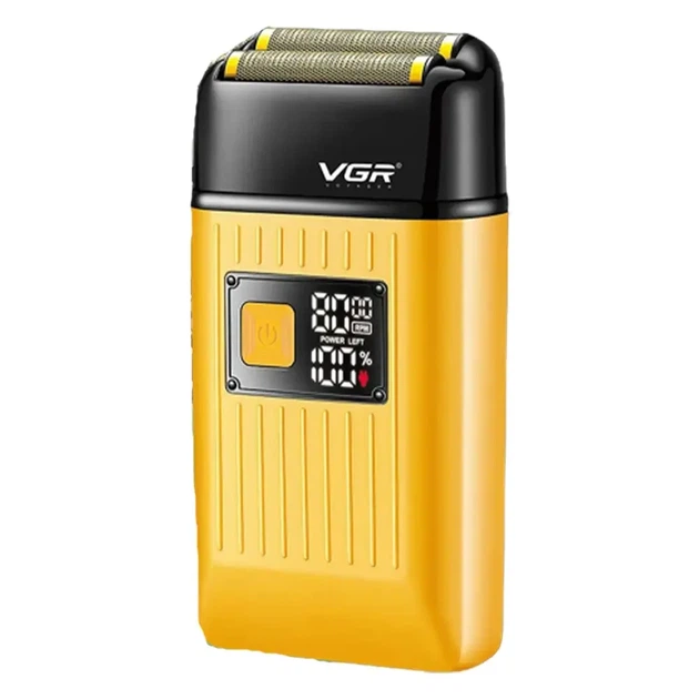 Электробритва шейвер VGR V-357 с USB и LED дисплеем, Желтая / Аккумуляторная беспроводная мужская бритва - изображение 7