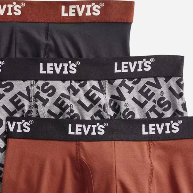 Набір трусів боксерів чоловічих бавовняних Levi`s 504596299 M 3 шт Теракотовий/Сірий/Темний сірий (1159865258) - зображення 3