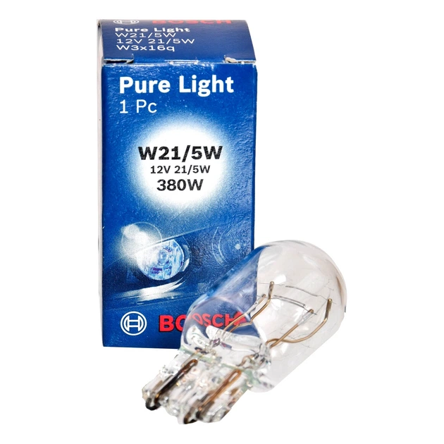 Автолампа розжарювання BOSCH Pure Light W21/5W W3x16q 21W 12V прозора 1987302252 (1987302252) - изображение 2