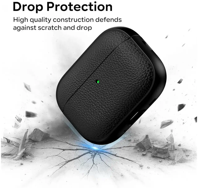 Чехол кожаный для защиты AirPods Pro 3 с кольцом черный - изображение 6