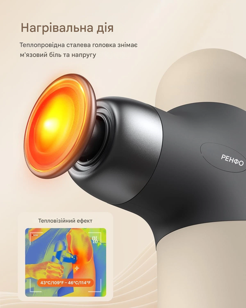 Перкусійний масажер Renpho Mini Thermal Massage Gun - зображення 5