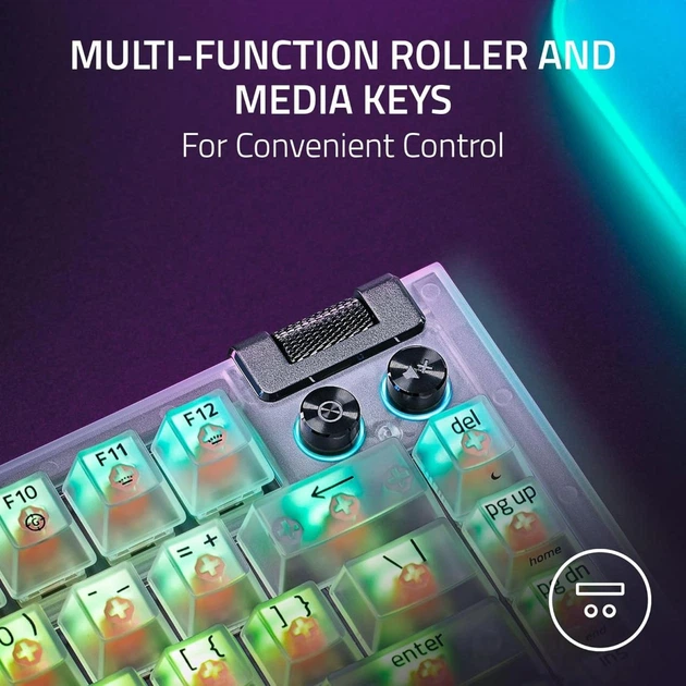 Клавіатура механічна Razer BlackWidow V4 75% RGB 83key Mechanical Tactile Switch GEN-3, USB-A, EN, Phantom White Ed. (RZ03-05003500-R3M1) - Фото 5 Клавіатура механічна Razer BlackWidow V4 75% RGB 83key Mechanical Tactile Switch GEN-3, USB-A, EN, Phantom White Ed. (RZ03-05003500-R3M1) - зображення 5