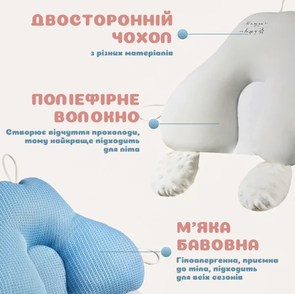 Подушка позиционер для сна новорожденных малышей детей 60х35 см Розовая - Фото 4 Подушка позиционер для сна новорожденных малышей детей 60х35 см Розовая - изображение 4