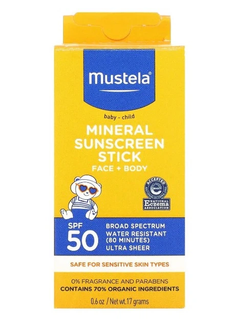 Mustela Mineral Sunscreen Stick SPF50 Солнцезащитный минеральный стик для всей семьи 17 г (10.27) - Фото 2 Mustela Mineral Sunscreen Stick SPF50 Солнцезащитный минеральный стик для всей семьи 17 г (10.27) - изображение 2
