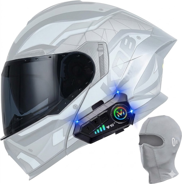 RGB Мотогарнитура для шлема Y10 Bluetooth 5.3 Водонепроницаемая беспроводная интерком-гарнитура с интеллектуальным шумоподавлением - Фото 1 RGB Мотогарнитура для шлема Y10 Bluetooth 5.3 Водонепроницаемая беспроводная интерком-гарнитура с интеллектуальным шумоподавлением - изображение 1