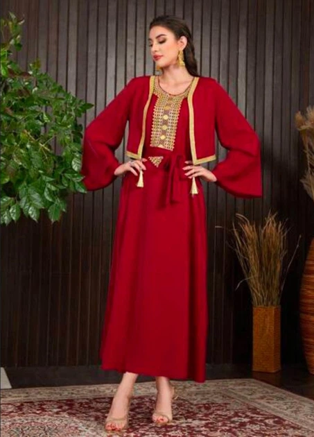 Костюм (сукня+блейзер) XL, вишневий (715737-1) - Фото 1 Костюм (сукня+блейзер) XL, вишневий (715737-1) - изображение 1