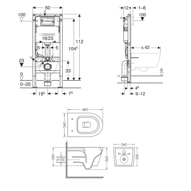 Набор инсталляция GEBERIT 458.103.00.2 DUOFIX Basic с унитазом IMPRESE DOBRY c06822200 Twist, без клавиши - Фото 2 Набор инсталляция GEBERIT 458.103.00.2 DUOFIX Basic с унитазом IMPRESE DOBRY c06822200 Twist, без клавиши - изображение 2
