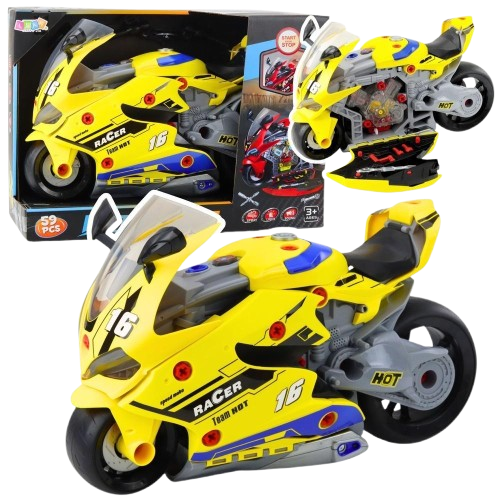 Zestaw mechanika LeanToys motocykl do rozkręcania 2 w 1 Żółty 27530 (5905991080688) - Zdjęcie 1 Zestaw mechanika LeanToys motocykl do rozkręcania 2 w 1 Żółty 27530 (5905991080688) - obraz 1