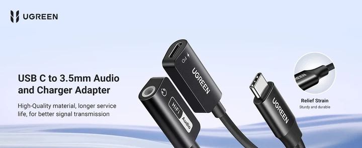 Адаптер UGREEN USB Type-C → 3.5 мм AUX+зарядка PD 60W с DAC аудио-чипом, переходник для наушников и зарядки, звуковая карта 2 в 1 - Фото 4 Адаптер UGREEN USB Type-C → 3.5 мм AUX+зарядка PD 60W с DAC аудио-чипом, переходник для наушников и зарядки, звуковая карта 2 в 1 - изображение 4