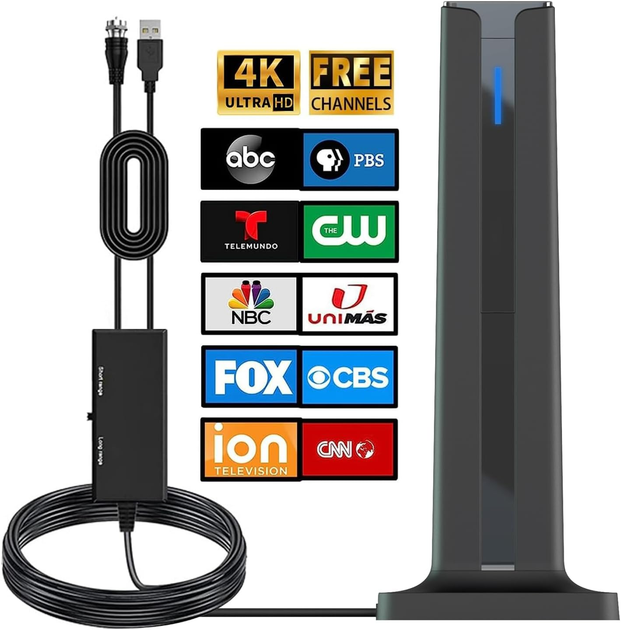 Цифровая комнатная антенна для Smart TV HDTV Amplified с усилителем сигнала 25dBi, кабель 5м, радиус 700+ км, Black - Фото 3 Цифровая комнатная антенна для Smart TV HDTV Amplified с усилителем сигнала 25dBi, кабель 5м, радиус 700+ км, Black - изображение 3