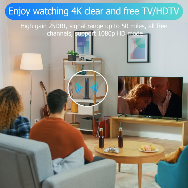 Цифровая комнатная антенна для Smart TV HDTV Amplified с усилителем сигнала 25dBi, кабель 5м, радиус 700+ км, Black - Фото 8 Цифровая комнатная антенна для Smart TV HDTV Amplified с усилителем сигнала 25dBi, кабель 5м, радиус 700+ км, Black - изображение 8