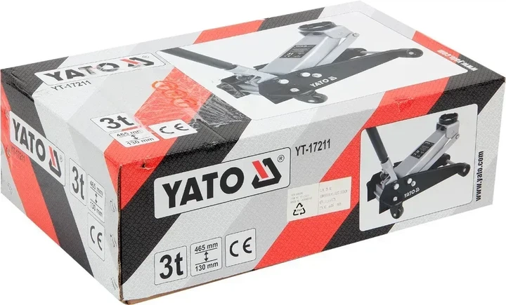 Домкрат гидравлический подкатной YATO 3 т высота подъема 130-465 мм YT-17211 - изображение 3