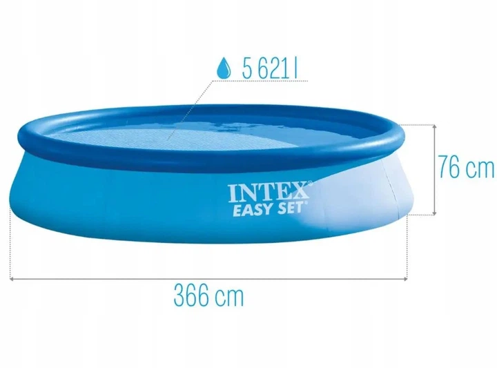 Бассейн надувной Intex Easy Set 28132 + фильтр-насос, 366х76 см, 5621 л, для всей семьи, из трехслойного ПВХ, быстрая сборка, голубой - Фото 4 Бассейн надувной Intex Easy Set 28132 + фильтр-насос, 366х76 см, 5621 л, для всей семьи, из трехслойного ПВХ, быстрая сборка, голубой - изображение 4