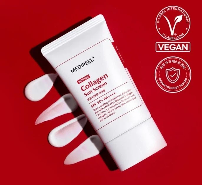 Солнцезащитный крем для лица MEDIPEEL Red Lacto Peptide Collagen Pore Lifting Sun Cream SPF 50+ PA++++ 50 мл (8809941823189) - изображение 3