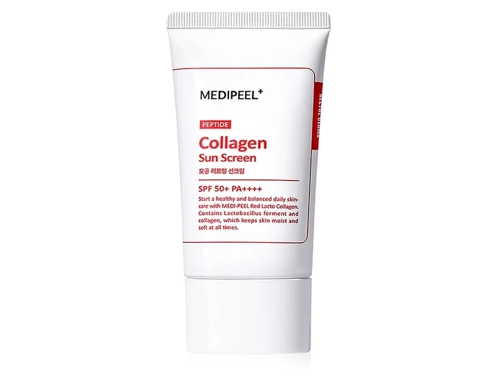Солнцезащитный крем для лица MEDIPEEL Red Lacto Peptide Collagen Pore Lifting Sun Cream SPF 50+ PA++++ 50 мл (8809941823189) - изображение 4