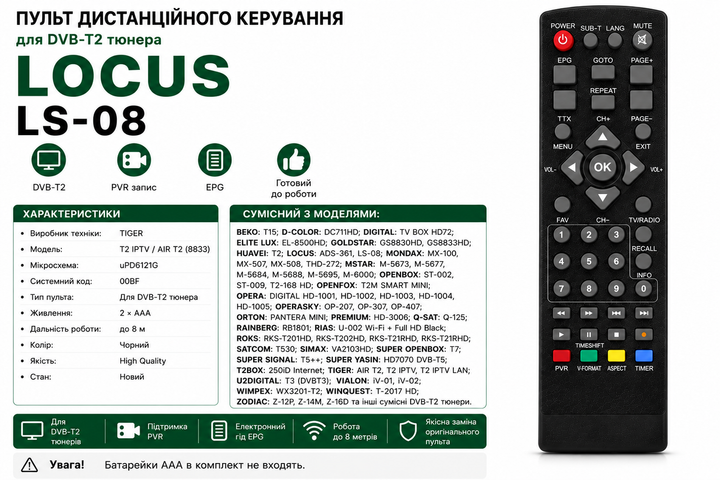 Пульт дистанційного керування для DVB-Т2 тюнера Q-SAT Q-110, Q-125, Q-135 - зображення 2