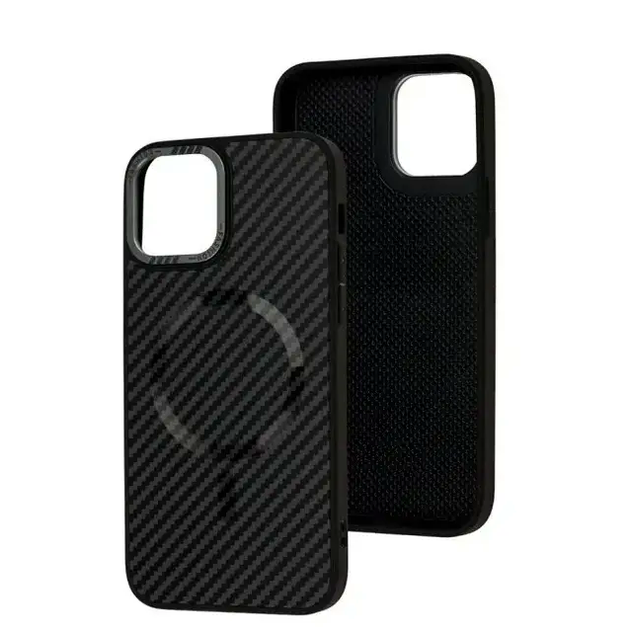Чехол противоударный Carbon Armor для iPhone 16 Plus черный защита от падений с MagSafe - изображение 3
