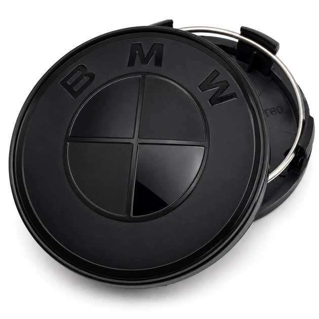 Колпачок на литые диски BMW 65 мм 60 мм БМВ заглушка черная Total Black - изображение 2