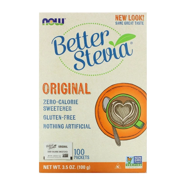 Стевія Now Foods (Original Better Stevia) 100 пакетиків - Фото 1 Стевія Now Foods (Original Better Stevia) 100 пакетиків - зображення 1