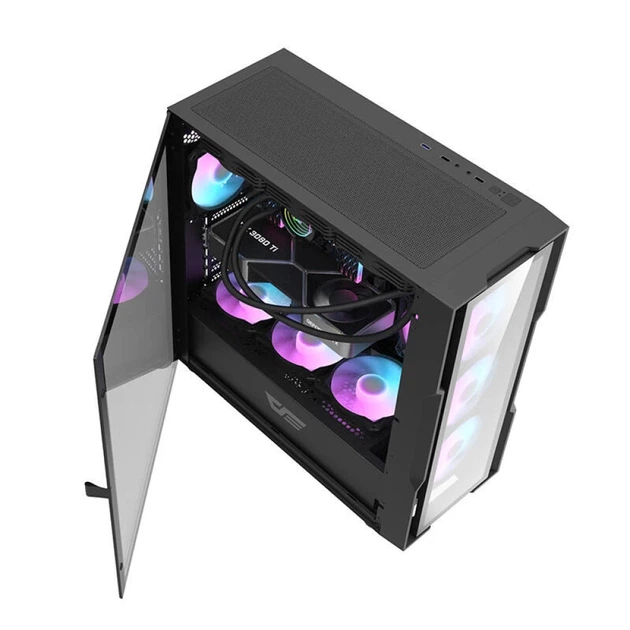 Корпус комп'ютерний Darkflash DK431 Glass + 4 вентилятори RGB Black (DK431) - зображення 7