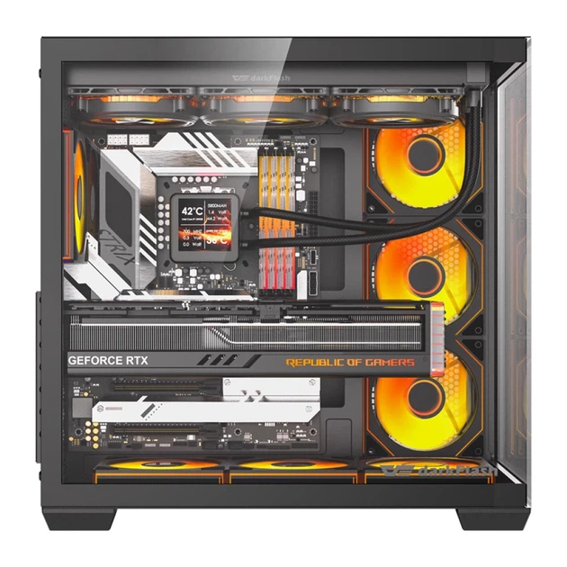 Корпус компьютерный Darkflash C280 Black + 7 вентиляторов (C280 BLK +7F) - Фото 2 Корпус компьютерный Darkflash C280 Black + 7 вентиляторов (C280 BLK +7F) - изображение 2