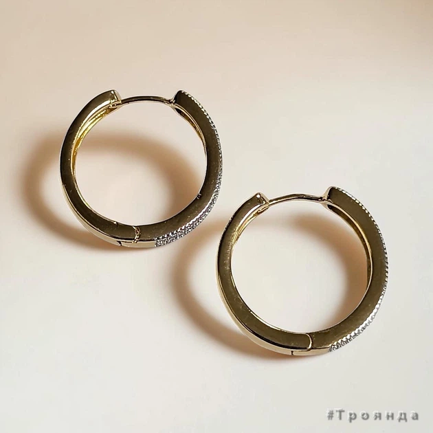Сережки з позолотою 18К XUPING довжина 22 мм колір металу золотисте каміння білого кольору (34010368) - зображення 2