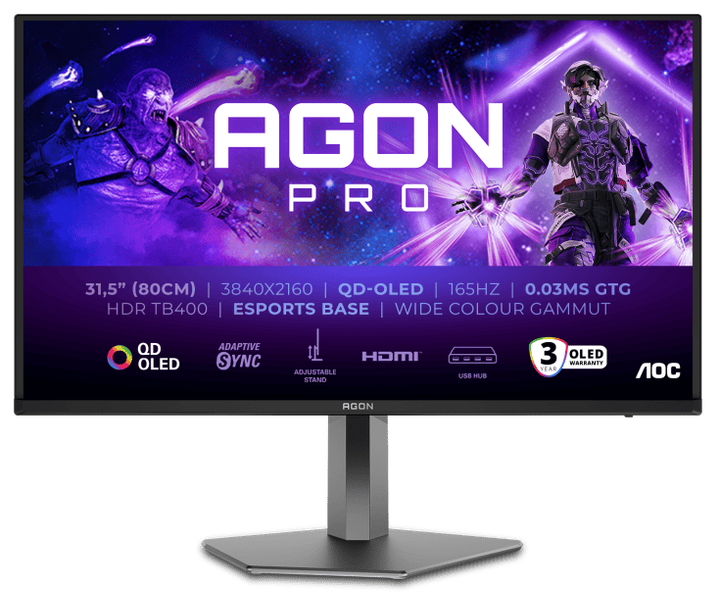 Монітор TFT AOC 31.5" AGON AG326UD 4K QD-OLED 165Hz HDMI DP Pivot USB MM G-Sync - Фото 1 Монітор TFT AOC 31.5" AGON AG326UD 4K QD-OLED 165Hz HDMI DP Pivot USB MM G-Sync - изображение 1