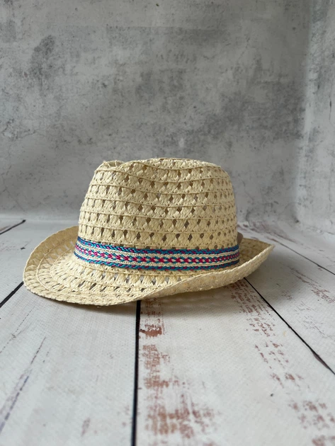 Капелюх солом'яний дитячий Kids Trilby 52р Світло-бежевий (1540) - Фото 2 Капелюх солом'яний дитячий Kids Trilby 52р Світло-бежевий (1540) - зображення 2