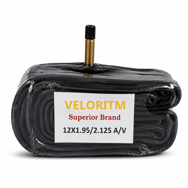 Комплект покрышка 12×2.125 + камера 12×1.95/2.125 A/V для детского велосипеда резина с протектором "Ежик" для города и грунта - изображение 2