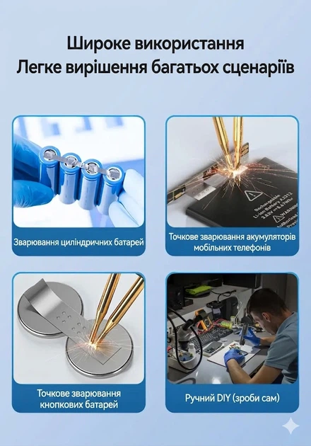 Портативний апарат точкового зварювання AWithZ H1 для акумуляторів 18650, ручний споттер Type-C, автоматичне та ручне зварювання - Фото 4 Портативний апарат точкового зварювання AWithZ H1 для акумуляторів 18650, ручний споттер Type-C, автоматичне та ручне зварювання - зображення 4