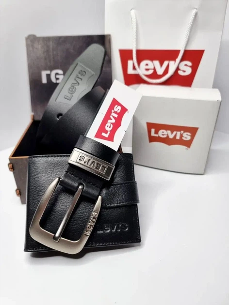 Мужской подарочный набор на день рождения кожаный ремень 120 см и кошелек в коробке Бокс для мужчины на 14 февраля Комплект для парня на новый год из натуральной кожи (1710 - L5) - изображение 3