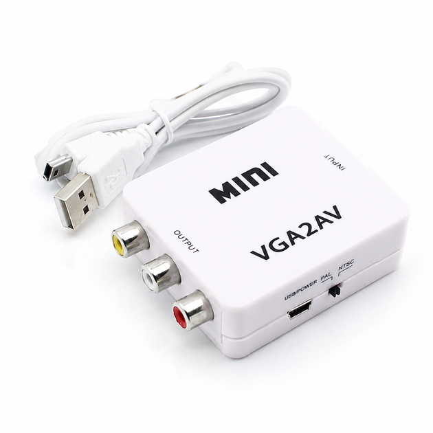 Перехідник-конвертер VGA to AV RCA активний міні VGA2AV 77212 - изображение 4