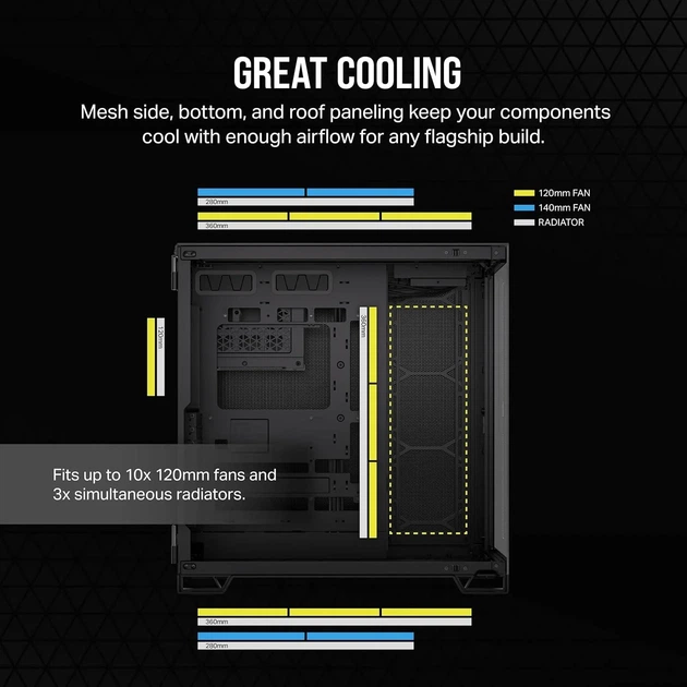 Корпус для ПК CORSAIR 6500X / без БЖ / Чорний (102132520) - Уцінка - зображення 4