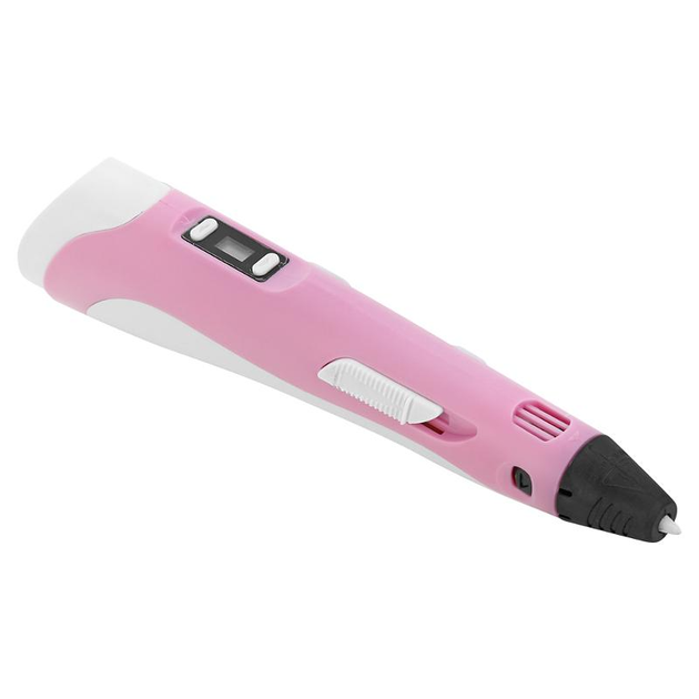 3D ручка c LCD дисплеем 3DPen Hot Draw 3 Pink+Досточка+Ножницы+Комплект эко пластика для рисования 209 метров - изображение 3