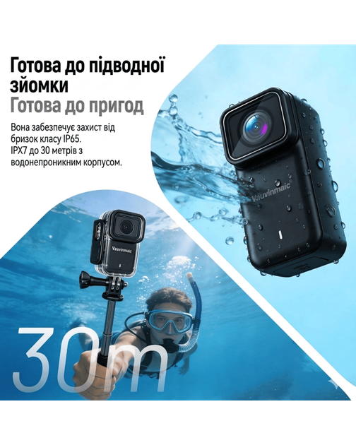 Экшн-камера M21 4K Wi-Fi с аквабоксом и набором креплений - изображение 3