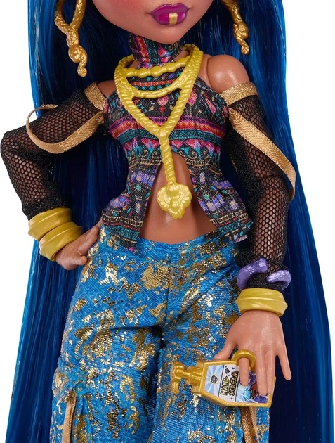 Кукла Monster High Cleo de nile Клео Де Нил в укороченном топе и золотых джинсовых брюках-карго с питомцем-змеей JHK32 - Фото 4 Кукла Monster High Cleo de nile Клео Де Нил в укороченном топе и золотых джинсовых брюках-карго с питомцем-змеей JHK32 - изображение 4