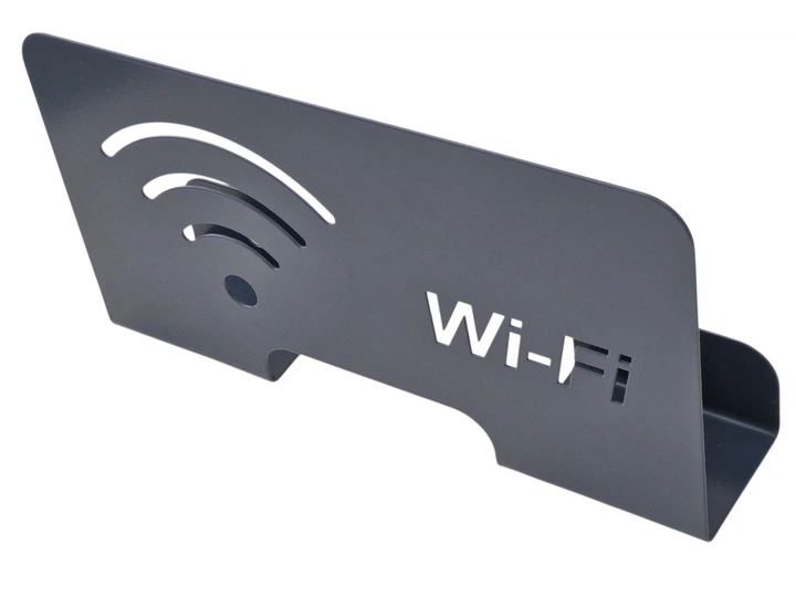 Подставка для роутера Wi-Fi серая вертикальная металлическая, короб настенный держатель маршрутизатора на стену, универсальная полка под роутер WiFi 275х150х55 мм крепление органайзер под вайфай свич модем - изображение 4