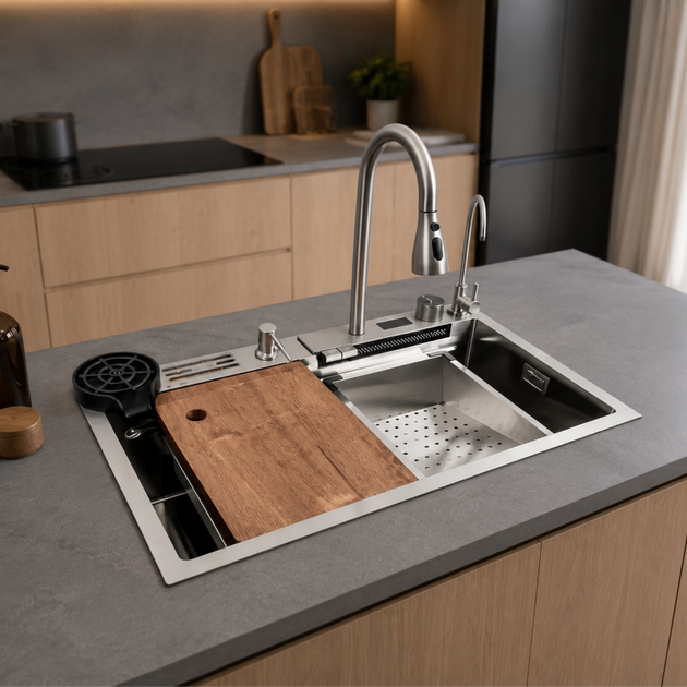 Кухонна мийка багатофункціональна Zerix ZH7546-SET-07.SUS304 DECOR із вбудованим змішувачем - зображення 3