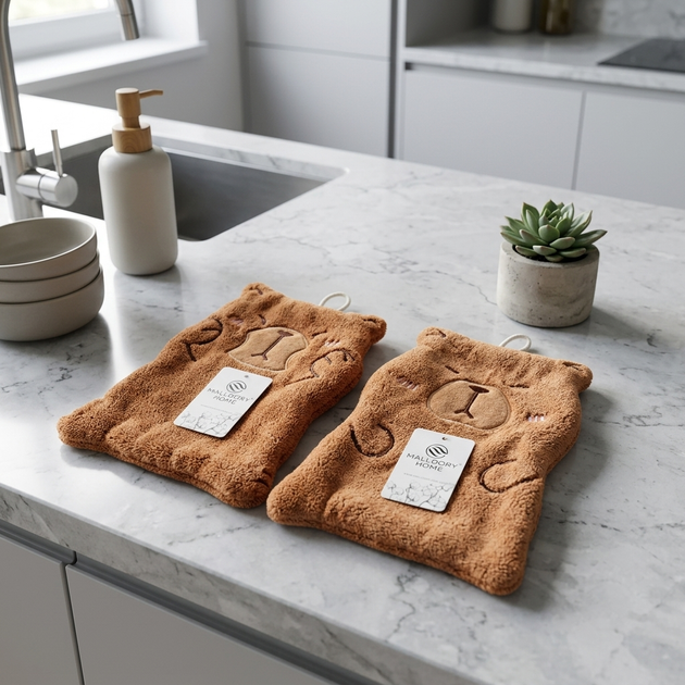 Набор кухонных салфеток из микрофибры Капибара Kitchen 2 шт 16×22 см декоративные салфетки для кухни - Фото 3 Набор кухонных салфеток из микрофибры Капибара Kitchen 2 шт 16×22 см декоративные салфетки для кухни - изображение 3