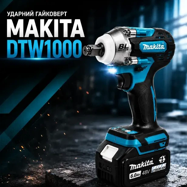 Бесщеточный ударный гайковерт Makita DTW1000/1000Hm (48V, 6Ah) - Фото 4 Бесщеточный ударный гайковерт Makita DTW1000/1000Hm (48V, 6Ah) - изображение 4