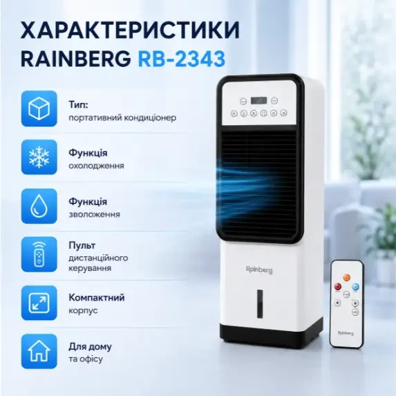 Мобильный кондиционер Rainberg с обогревом и охлаждением RB-234 - изображение 6