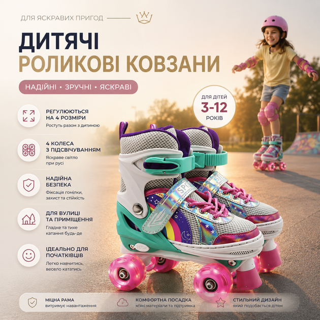 Детские раздвижные роликовые коньки квадры с светящимися колесами ролики для девочек и мальчиков 31-42 - Фото 1 Детские раздвижные роликовые коньки квадры с светящимися колесами ролики для девочек и мальчиков 31-42 - изображение 1