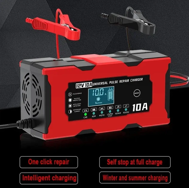 Зарядное устройство для аккумуляторов 12V 10A XJB1210-2 AGM GEL EFB свинцово-кислотных LCD импульсное - изображение 8