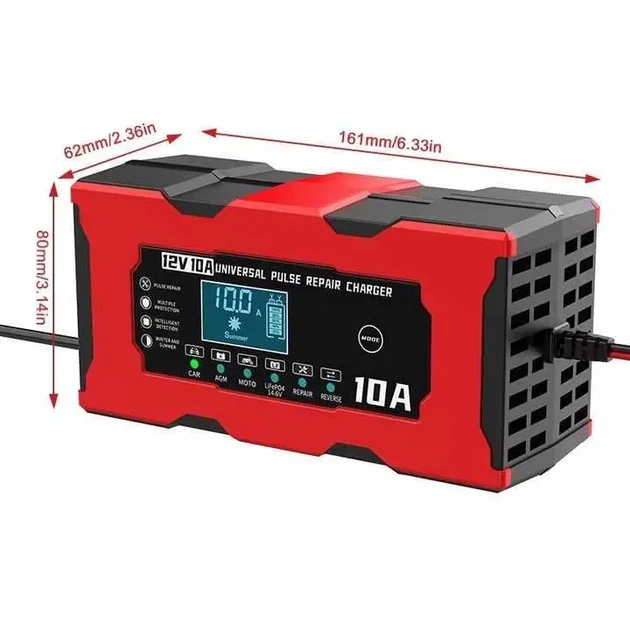 Зарядное устройство для аккумуляторов 12V 10A XJB1210-2 AGM GEL EFB свинцово-кислотных LCD импульсное - изображение 10